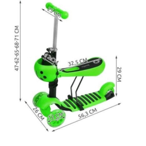 Trotineta pentru copii buburuza verde , Troty Street, 3 in 1